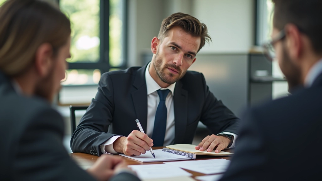 Persona che prende appunti durante una trattativa commerciale in una sala conferenze moderna