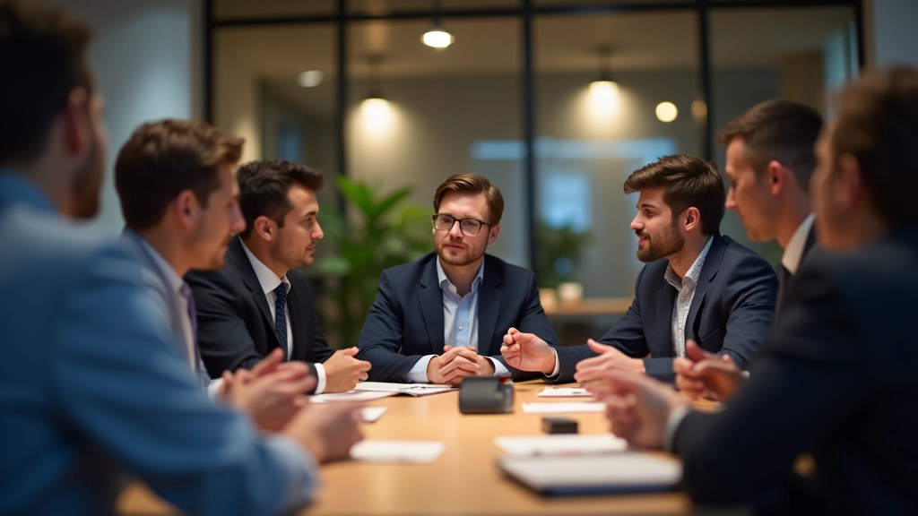 Riunione di team con dinamiche di comunicazione aperta e costruttiva tra i partecipanti