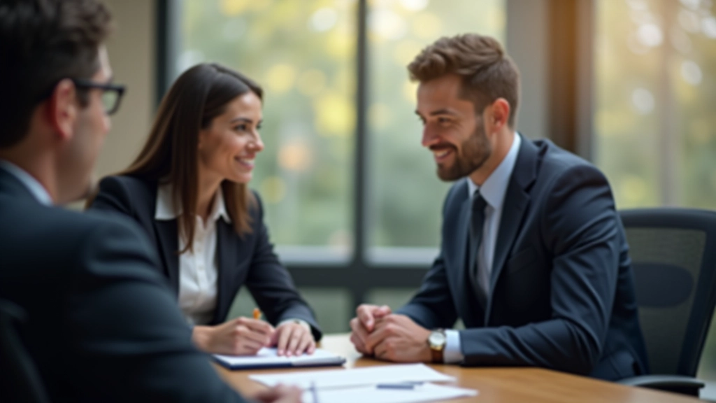Due professionisti che discutono amichevolmente seduti a un tavolo di conferenza con blocchi note e penne