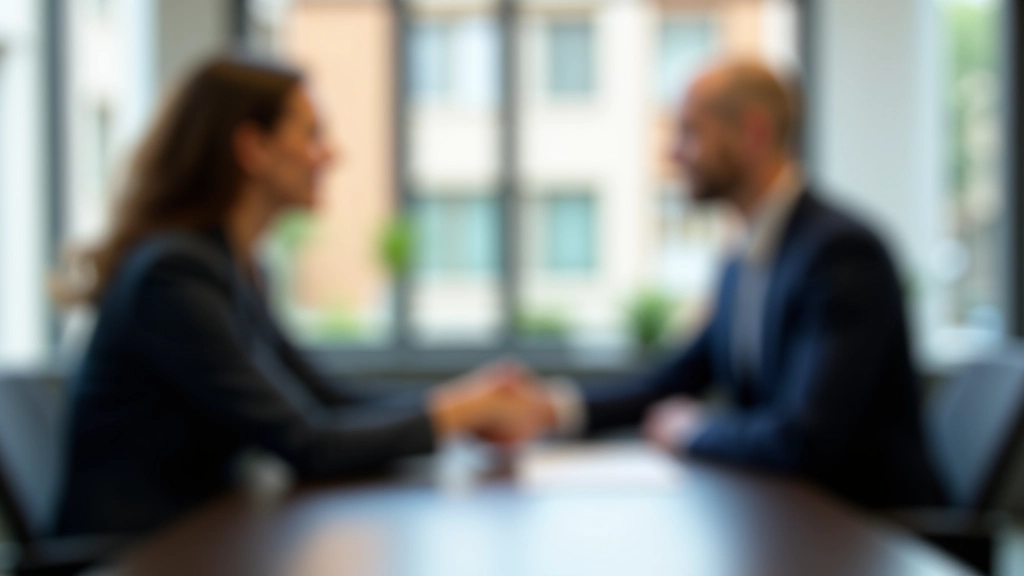 Due professionisti in riunione d'affari discutono intorno a un tavolo in un moderno ufficio italiano